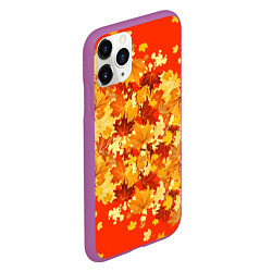 Чехол iPhone 11 Pro матовый Кленовый листопад, цвет: 3D-фиолетовый — фото 2