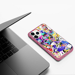 Чехол iPhone 11 Pro матовый UNDERTALE PATTERN HEROES, ВСЕ ГЕРОИ ИГРЫ, цвет: 3D-малиновый — фото 2