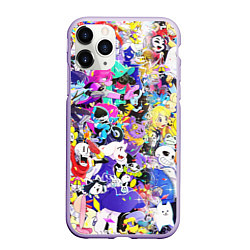 Чехол iPhone 11 Pro матовый UNDERTALE PATTERN HEROES, ВСЕ ГЕРОИ ИГРЫ, цвет: 3D-светло-сиреневый