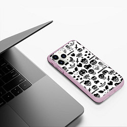 Чехол iPhone 11 Pro матовый UNDERTALE WHITE PATTERN, цвет: 3D-розовый — фото 2