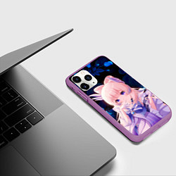 Чехол iPhone 11 Pro матовый КОКОМИ ГЕНШИН ИМПАКТ СИНИЕ РОЗЫ, цвет: 3D-фиолетовый — фото 2