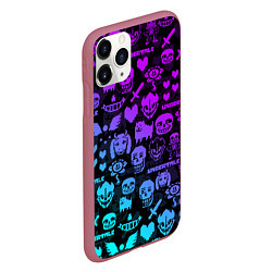 Чехол iPhone 11 Pro матовый UNDERTALE NEON PATTERN УЗОР, цвет: 3D-малиновый — фото 2