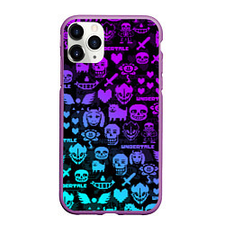 Чехол iPhone 11 Pro матовый UNDERTALE NEON PATTERN УЗОР, цвет: 3D-фиолетовый