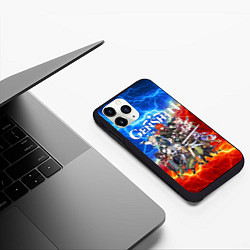 Чехол iPhone 11 Pro матовый HEROES GENSHIN IMPACT ОГНЕННЫЕ МОЛНИИ, цвет: 3D-черный — фото 2