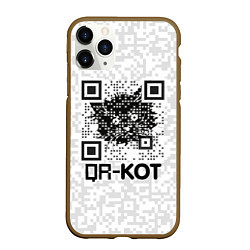 Чехол iPhone 11 Pro матовый QR код котик