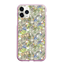 Чехол iPhone 11 Pro матовый Разная Денежная Валюта Доллары, Евро, Франки, цвет: 3D-розовый