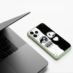 Чехол iPhone 11 Pro матовый BLACK AND WHITE BENDY AND THE INK MACHINE, цвет: 3D-салатовый — фото 2