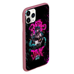 Чехол iPhone 11 Pro матовый JINX ARCANE LEAGUE OF LEGENDS, КРАСКИ, цвет: 3D-малиновый — фото 2