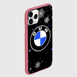 Чехол iPhone 11 Pro матовый НОВОГОДНИЙ БМВ НОВЫЙ ГОД BMW, цвет: 3D-малиновый — фото 2