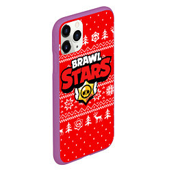 Чехол iPhone 11 Pro матовый НОВОГОДНИЙ СВИТЕР BRAWL STARS КРАСНЫЙ, цвет: 3D-фиолетовый — фото 2