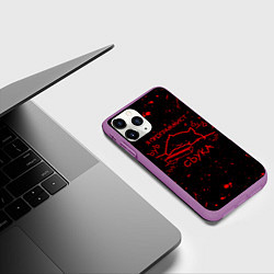 Чехол iPhone 11 Pro матовый КОТ МЕМ, Я ПРОГРАММИСТ ЪУЪ СЪУКА, цвет: 3D-фиолетовый — фото 2