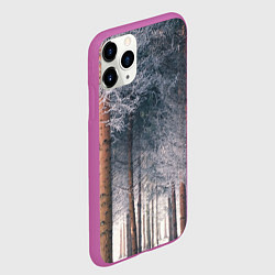 Чехол iPhone 11 Pro матовый Зимний еловый лес, цвет: 3D-фиолетовый — фото 2