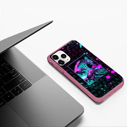 Чехол iPhone 11 Pro матовый НЕОНОВЫЕ ВОЛНЫ НЕОН ЯПОНИЯ КАНАГАВА, цвет: 3D-малиновый — фото 2