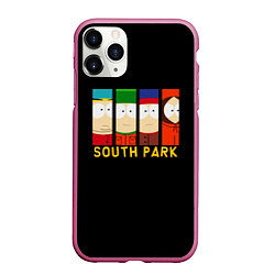 Чехол iPhone 11 Pro матовый South Park - Южный парк главные герои, цвет: 3D-малиновый