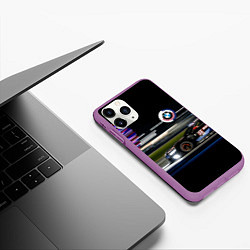 Чехол iPhone 11 Pro матовый BMW night city, цвет: 3D-фиолетовый — фото 2