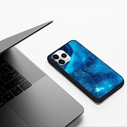 Чехол iPhone 11 Pro матовый Синий абстрактный фон, цвет: 3D-черный — фото 2