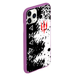 Чехол iPhone 11 Pro матовый The Witcher black & white, цвет: 3D-фиолетовый — фото 2