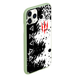 Чехол iPhone 11 Pro матовый The Witcher black & white, цвет: 3D-салатовый — фото 2