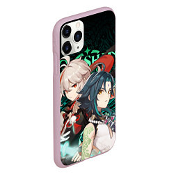 Чехол iPhone 11 Pro матовый КАЗУХА И СЯО XIAO AND KAZUHA GENSHIN, цвет: 3D-розовый — фото 2