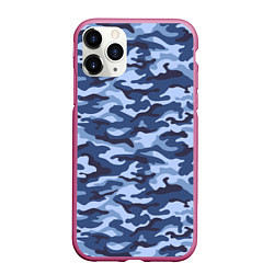 Чехол iPhone 11 Pro матовый Синий Камуфляж Camouflage, цвет: 3D-малиновый