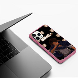 Чехол iPhone 11 Pro матовый Леви Логотипы Свечение, цвет: 3D-малиновый — фото 2