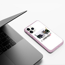 Чехол iPhone 11 Pro матовый Коты бандиты, цвет: 3D-розовый — фото 2