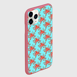 Чехол iPhone 11 Pro матовый Осьминог паттерн, цвет: 3D-малиновый — фото 2