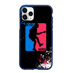 Чехол iPhone 11 Pro матовый ACDC брызги красок, цвет: 3D-тёмно-синий