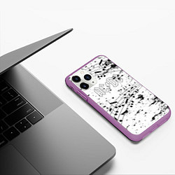 Чехол iPhone 11 Pro матовый ACDC - Музыкальные ноты, цвет: 3D-фиолетовый — фото 2