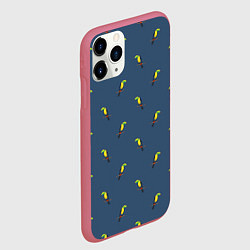 Чехол iPhone 11 Pro матовый Тукан паттерн, цвет: 3D-малиновый — фото 2