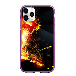 Чехол iPhone 11 Pro матовый 3D ВЗРЫВ, ОБЛОМКИ NEON EXPLOSION, цвет: 3D-фиолетовый