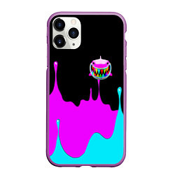 Чехол iPhone 11 Pro матовый 6IX9INE Подтеки Красок, цвет: 3D-фиолетовый