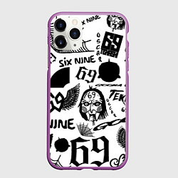 Чехол iPhone 11 Pro матовый 6IX9INE - Pattern, цвет: 3D-фиолетовый