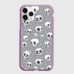 Чехол iPhone 11 Pro матовый Skulls & bones, цвет: 3D-фиолетовый
