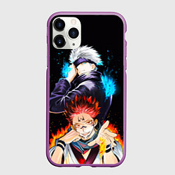 Чехол iPhone 11 Pro матовый Сукуна и Сатору Годжо просто великолепны Магическа, цвет: 3D-фиолетовый