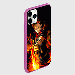 Чехол iPhone 11 Pro матовый Сукуна стреляет пламенем Магическая битва, цвет: 3D-фиолетовый — фото 2