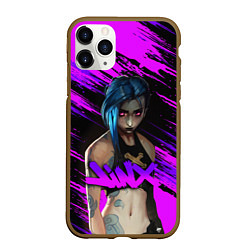 Чехол iPhone 11 Pro матовый League Of Legends ДЖИНКС НЕОН NEON, цвет: 3D-коричневый