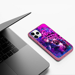 Чехол iPhone 11 Pro матовый League Of Legends Arcane ДЖИНКС НЕОНОВАЯ КРАСКА, цвет: 3D-малиновый — фото 2