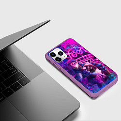 Чехол iPhone 11 Pro матовый League Of Legends Arcane ДЖИНКС НЕОНОВАЯ КРАСКА, цвет: 3D-фиолетовый — фото 2