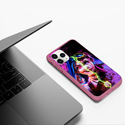 Чехол iPhone 11 Pro матовый Arcane League Of Legends JINX AND VI, цвет: 3D-малиновый — фото 2