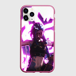 Чехол iPhone 11 Pro матовый Arcane League Of Legends JINX NEON, цвет: 3D-малиновый
