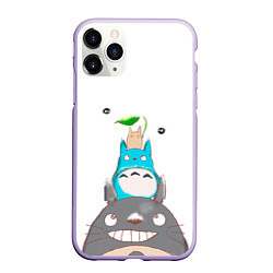 Чехол iPhone 11 Pro матовый Аниме Тоторо, помощники и чернушки под снегом, цвет: 3D-светло-сиреневый