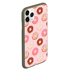 Чехол iPhone 11 Pro матовый Pink donuts, цвет: 3D-темно-зеленый — фото 2