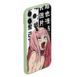 Чехол iPhone 11 Pro матовый AHEGAO ZERO TWO Зеро ту ахегао, цвет: 3D-салатовый — фото 2