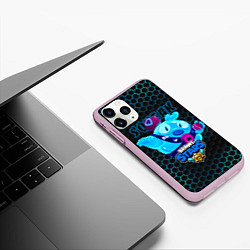 Чехол iPhone 11 Pro матовый Скуик BRAWL STARS соты, цвет: 3D-розовый — фото 2