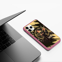 Чехол iPhone 11 Pro матовый Bendy And The Ink Machine Бенди, цвет: 3D-малиновый — фото 2