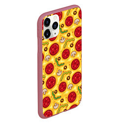 Чехол iPhone 11 Pro матовый Pizza salami, цвет: 3D-малиновый — фото 2