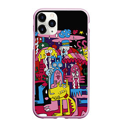 Чехол iPhone 11 Pro матовый Разноцветные монстры, цвет: 3D-розовый