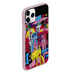 Чехол iPhone 11 Pro матовый Разноцветные монстры, цвет: 3D-розовый — фото 2