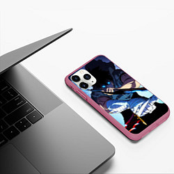 Чехол iPhone 11 Pro матовый Поднятие Уровня в одиночку Сон Джин Ву , SOLO LEVE, цвет: 3D-малиновый — фото 2